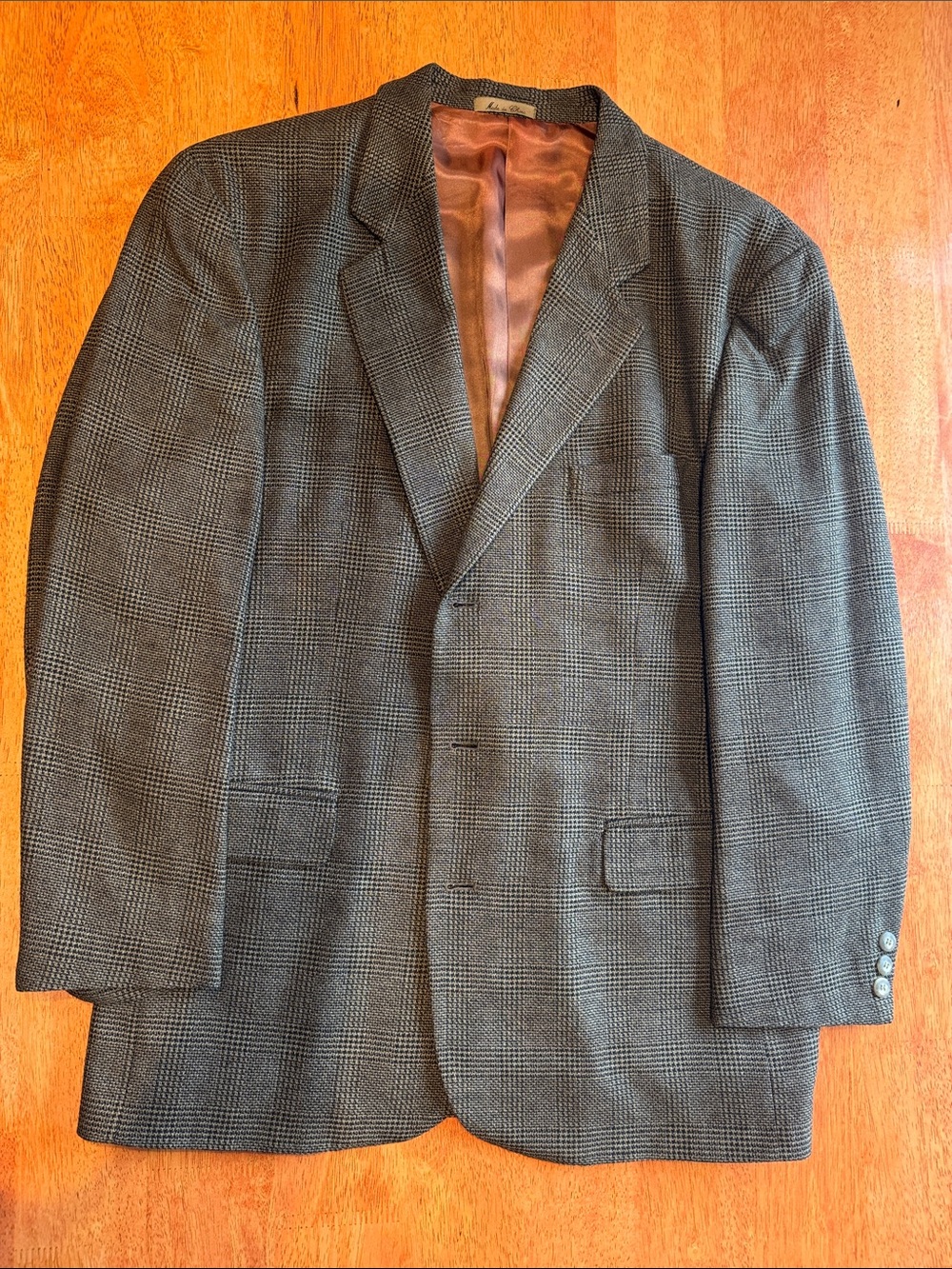 Men's Brown / Black Plaid Cellini Blazer - Single-Breasted 44R 44 Regular